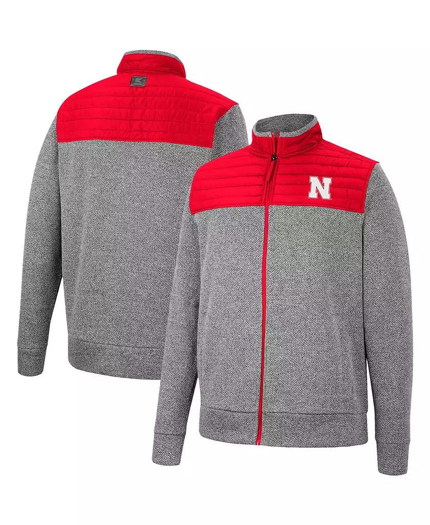 Colosseum Men's Gray, Scarlet Nebraska Huskers Putter Herringbone Full-Zip Jacket