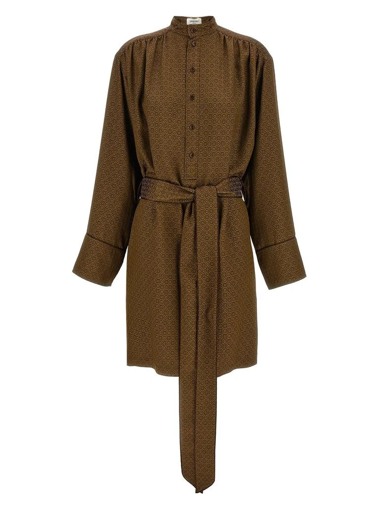 Yves Saint Laurent Saint Laurent Medallion Jacquard Belted Dress from Cettire