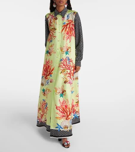 Dolce 
Gabbana Capri printed silk satin shirt dress 8