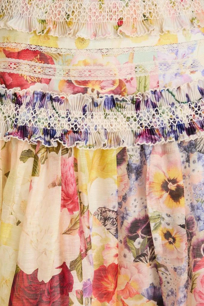 Zimmermann Ruffled floral-print linen and silk-blend gauze midi skirt 4