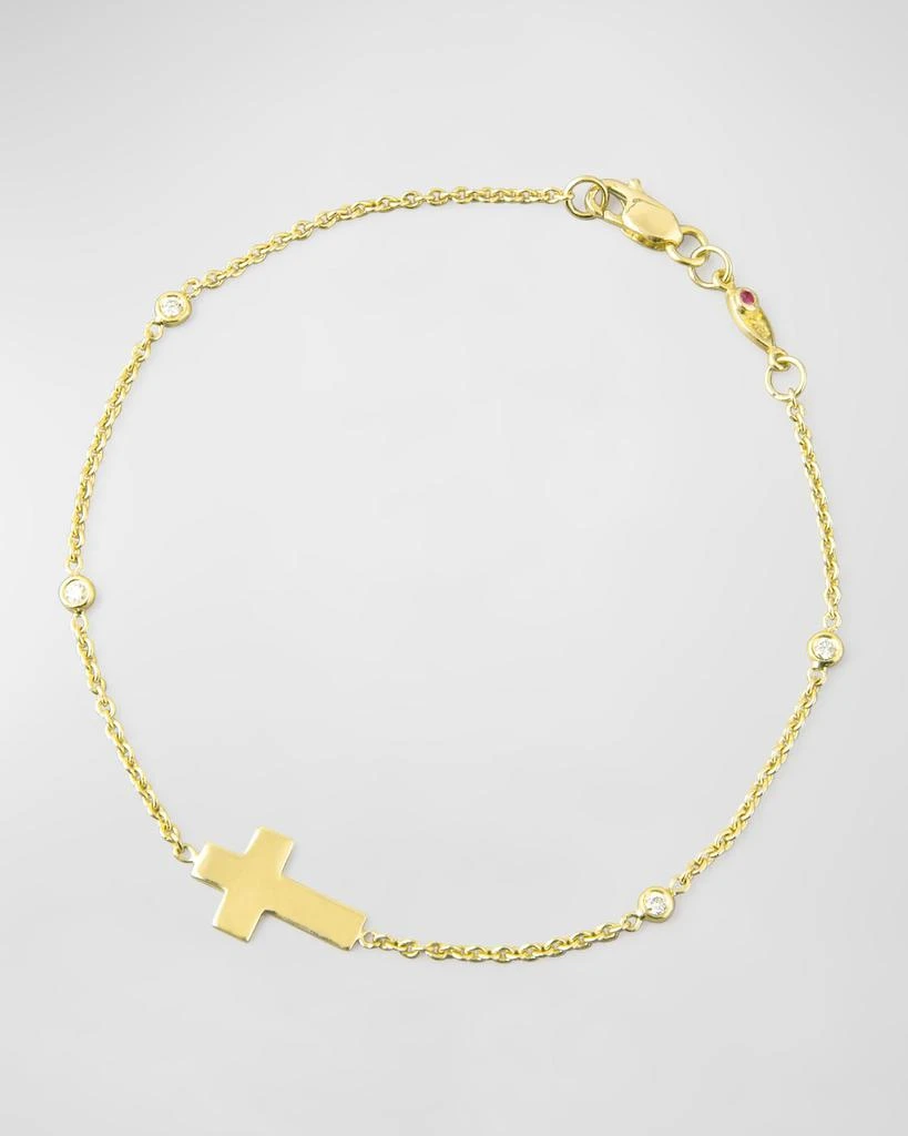 Roberto Coin Integrated Cross Diamond Bracelet, Yellow Gold