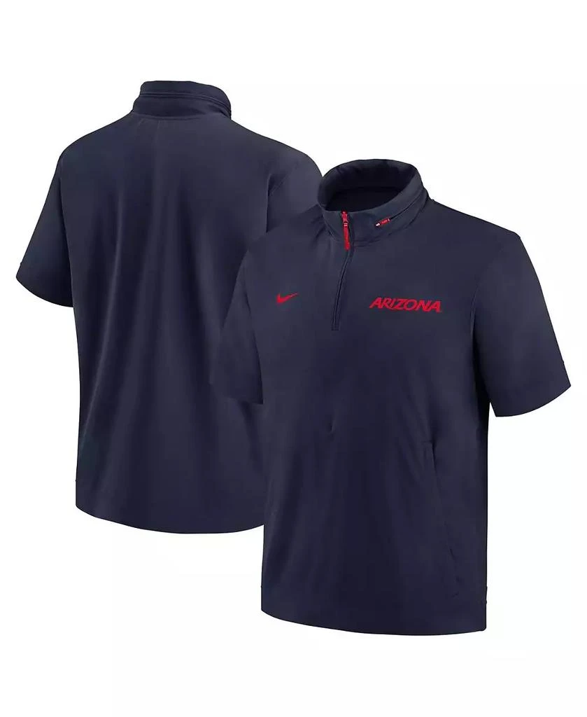 NIKE Men's Navy Arizona Wildcats 2024 Sideline Coach Short Sleeve Half-Zip Hoodie Jacket 1