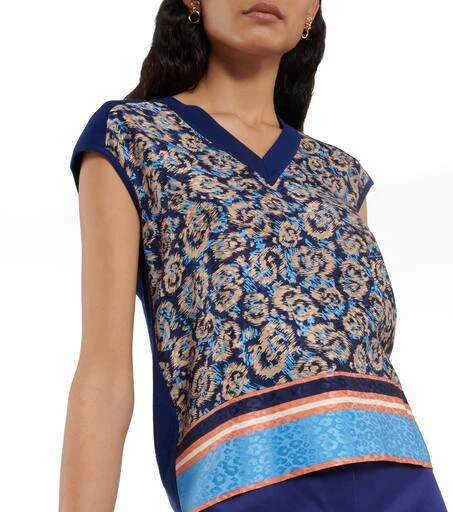 Salvatore Ferragamo Silk-paneled cotton knit top 4