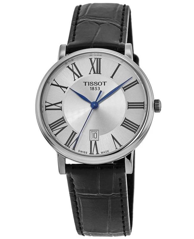 Tissot Tissot T-Classic Carson Silver Dial Black Leather Strap Men's Watch T122.410.16.033.00 1