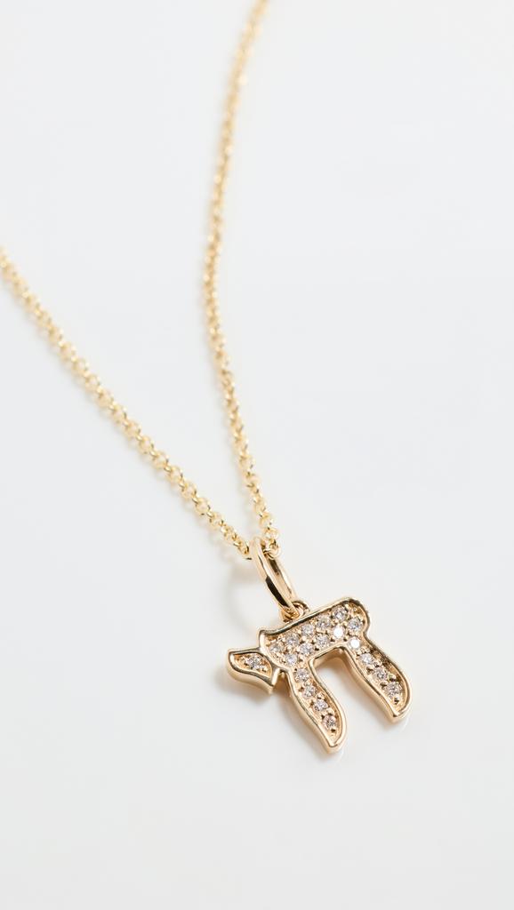 Sydney Evan 14k Chai Charm Tiffany Chain Necklace