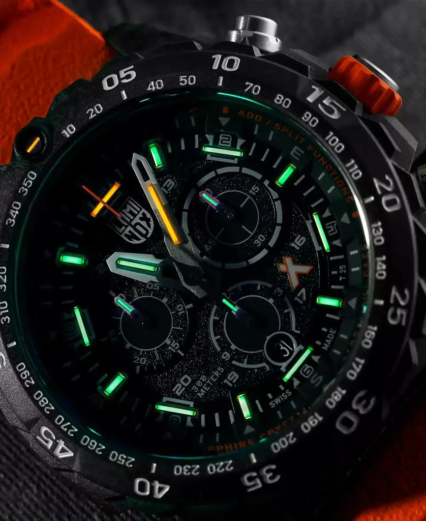 Luminox Men's Swiss Chronograph Bear Grylls Survival Master Series Compass Orange Rubber Strap Watch 45mm 7