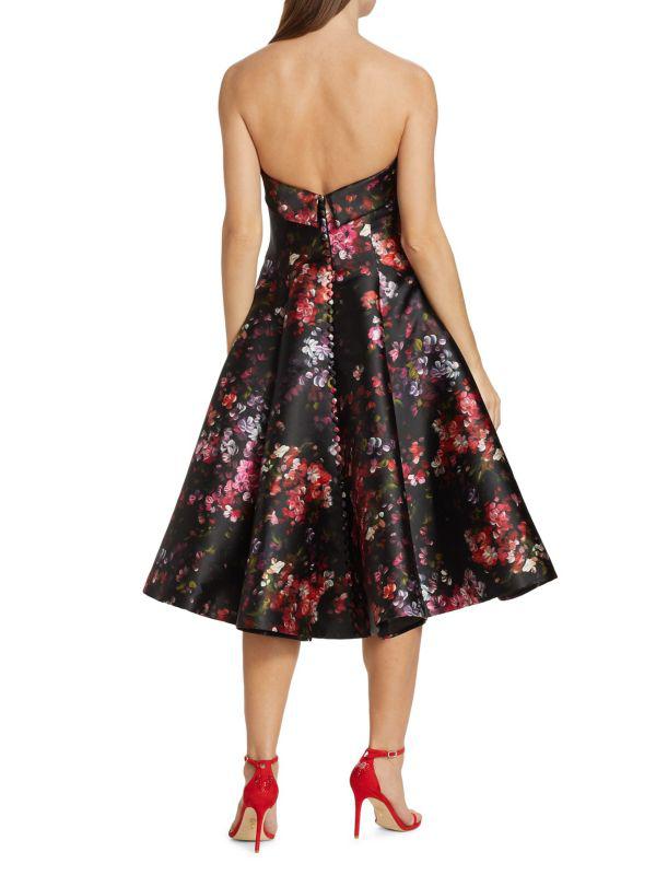Amsale Mikado Strapless Paneled Cocktail Dress