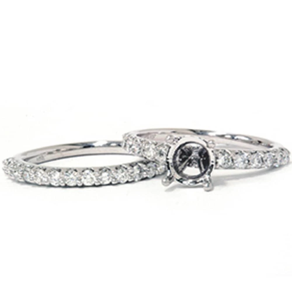 Pompeii3 3/4ct Half Eternity Diamond Ring Set 14K White Gold Size Selectable 3