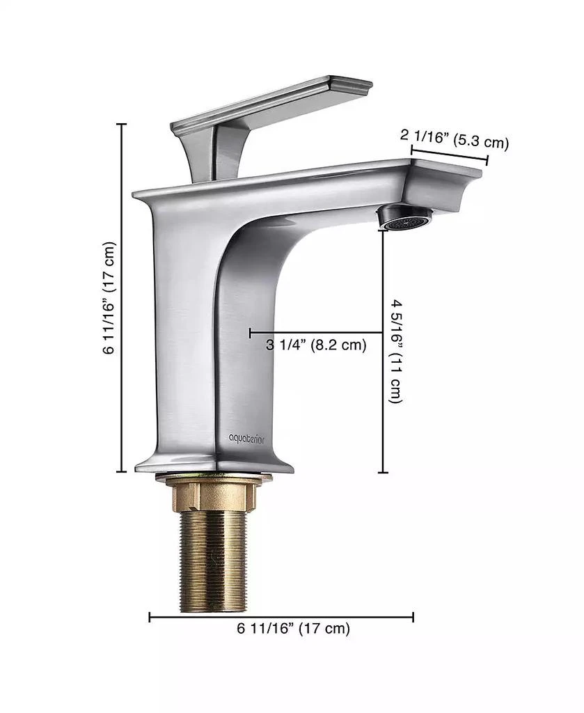 Yescom Aquaterior Undermount Sink Cold 
Hot Water Simple 1 Hole Bathroom Square Faucet 7