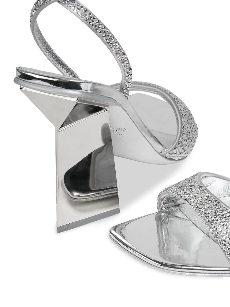 Valentino 101MM Rhinestone Leather Block Sandals 5