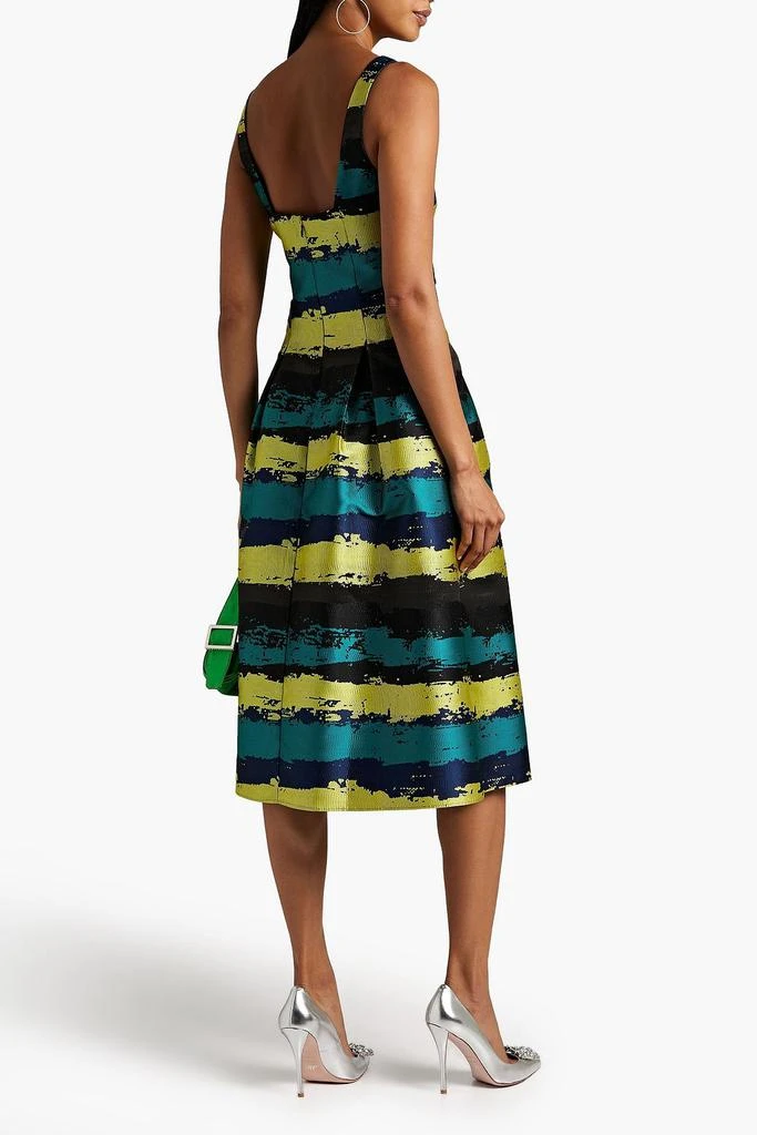 Aidan Mattox Pleated satin-jacquard midi dress 3