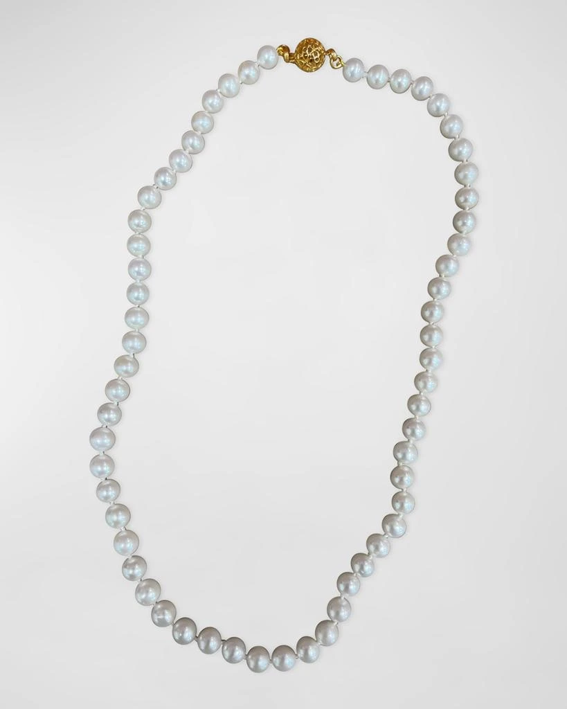 Stephen Dweck White Pearl Necklace with Signature Flower Clasp in 18K Gold 1