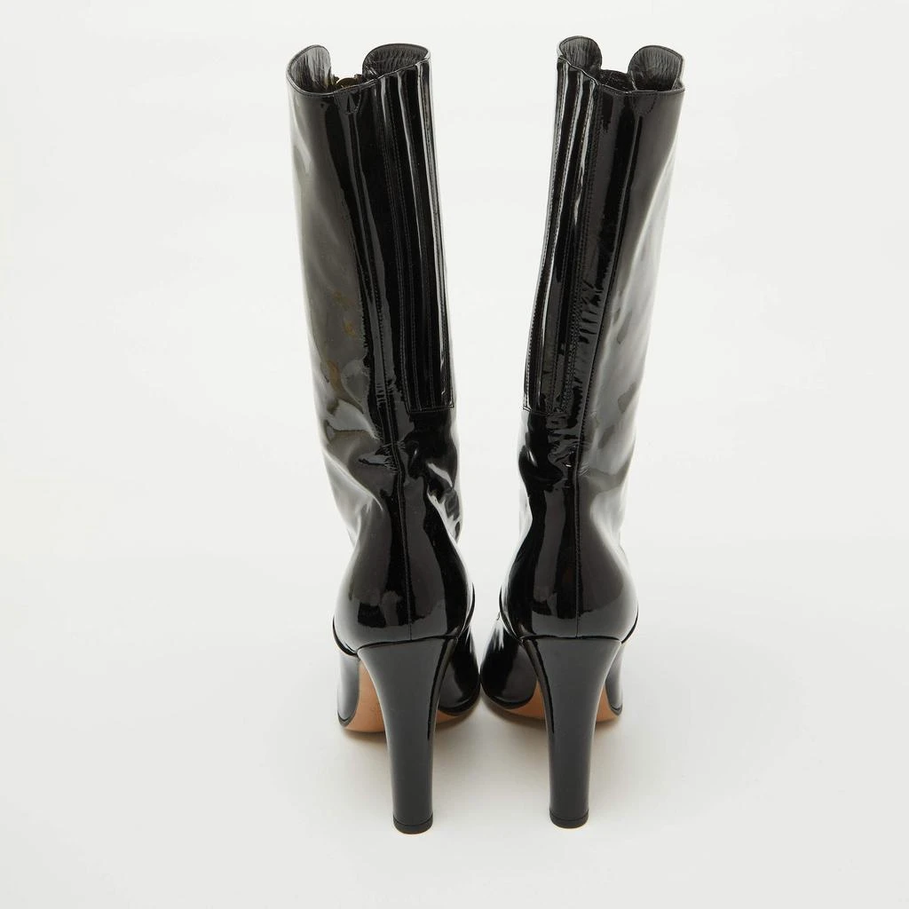 Valentino Valentino Black Patent Leather Zip Detail Mid Calf Length Boots Size 40 5