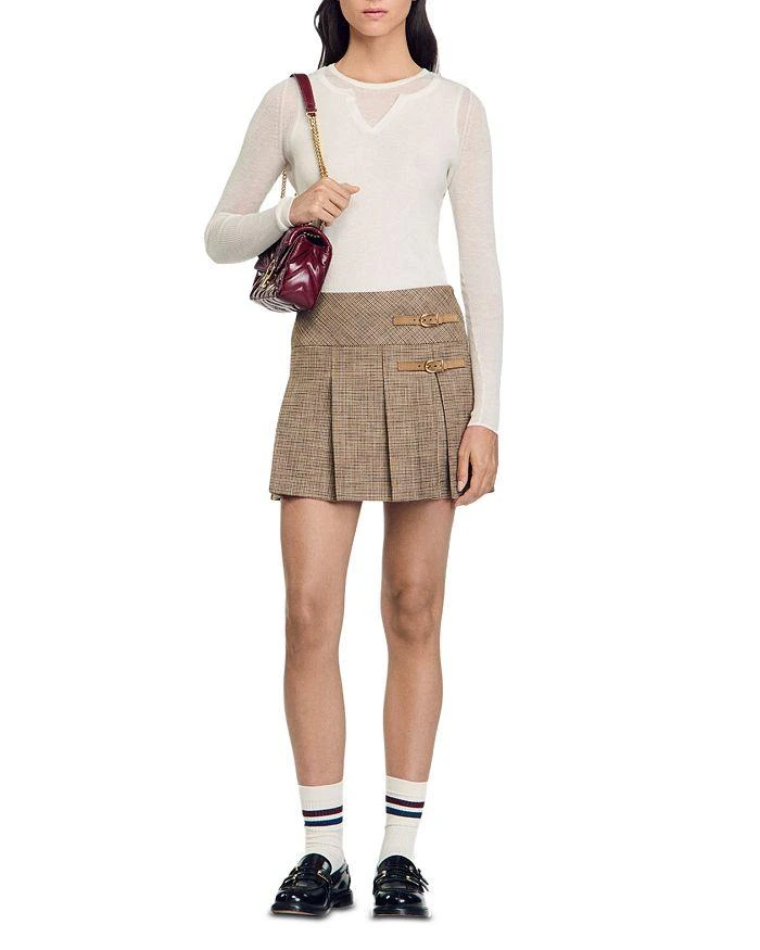 Sandro Cary Houndstooth Pleated Skirt 2