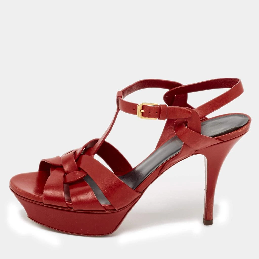 Yves Saint Laurent Saint Laurent Red Leather Tribute Platform Sandals Size 38 1