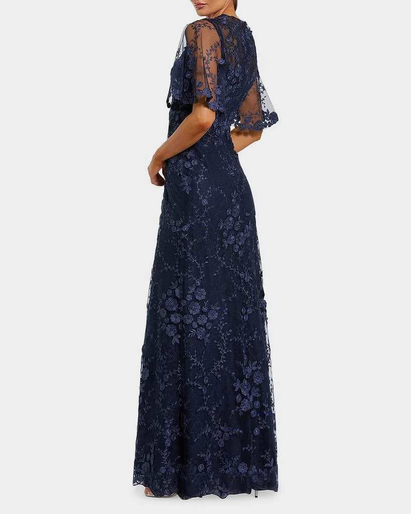 Mac Duggal Embellished Lace Flutter-Sleeve Gown 3