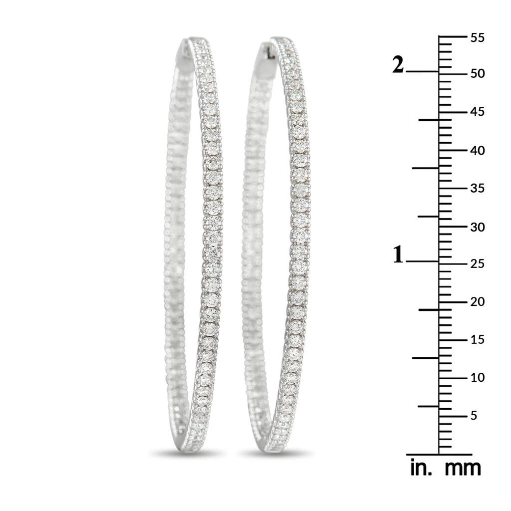 Non Branded 14K White Gold 3.74ct Diamond Inside-Out Hoop Earrings 3