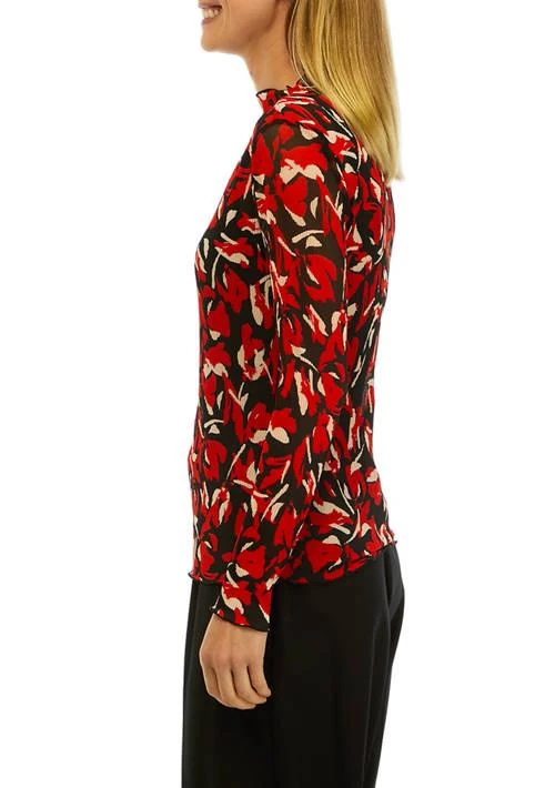 THE LIMITED Limited Womens Floral Print Mesh Funnel Neck Top 3