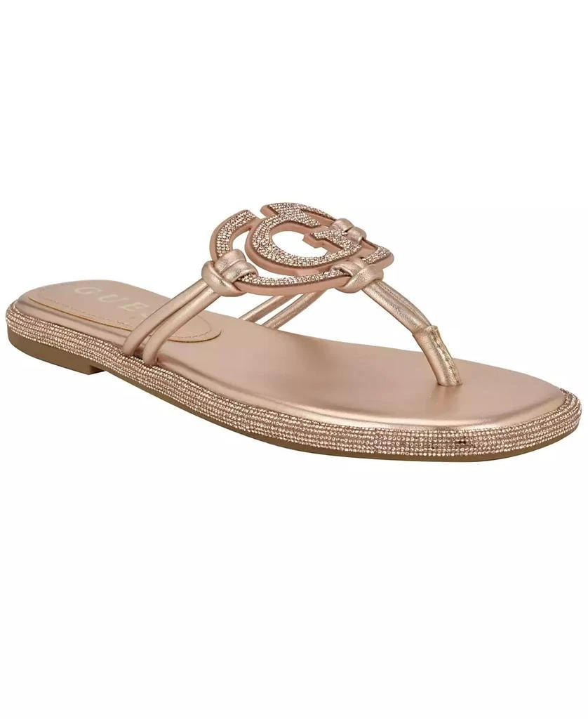 GUESS Women's Saima G Cutout Rhinestone Flat Sandals 1