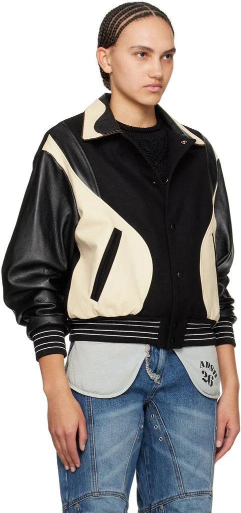 ANDERSSON BELL Black & Off-White Robyn Leather Bomber Jacket 2