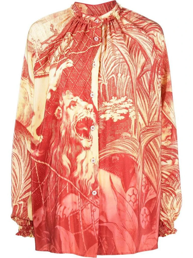F.R.S. - For Restless Sleepers F.R.S. - For Restless Sleepers Long Sleeve Printed Silk Shirt 1