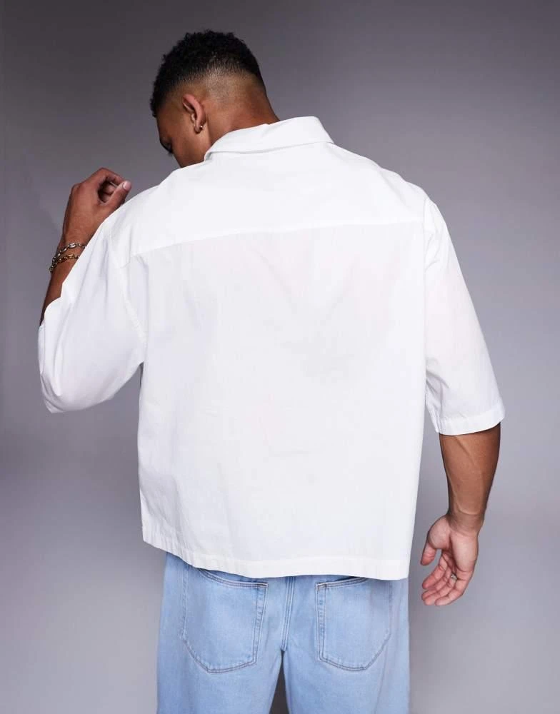 ASOS ASOS DESIGN oversized boxy poplin shirt with print in white 4
