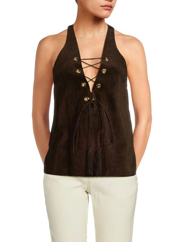 Tod's Drawstring Suede Sleeveless Top 1