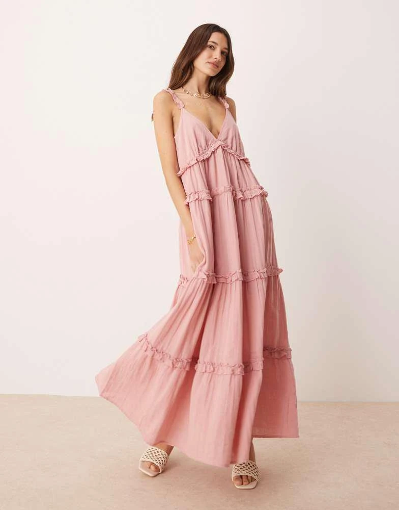 yas bridesmaid dress YAS Bridesmaid satin wrap midi dress in blue
