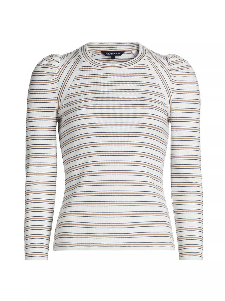 VERONICA BEARD Delano Striped Stretch-Cotton Top 1