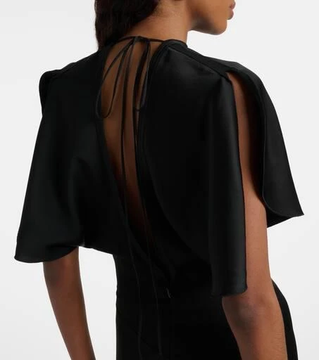 east atlanta maxi dress wine Satin Boat-Neck Twist-Back Maxi Dress in Champagne - L