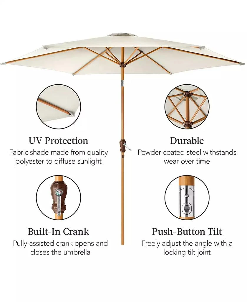 Best Choice Products 10ft Outdoor Woodgrain Pattern Steel Market Patio Umbrella w/ Crank, Tilt 6