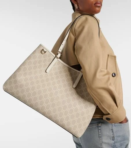 Gucci GG Emblem Medium leather-trimmed tote bag 2