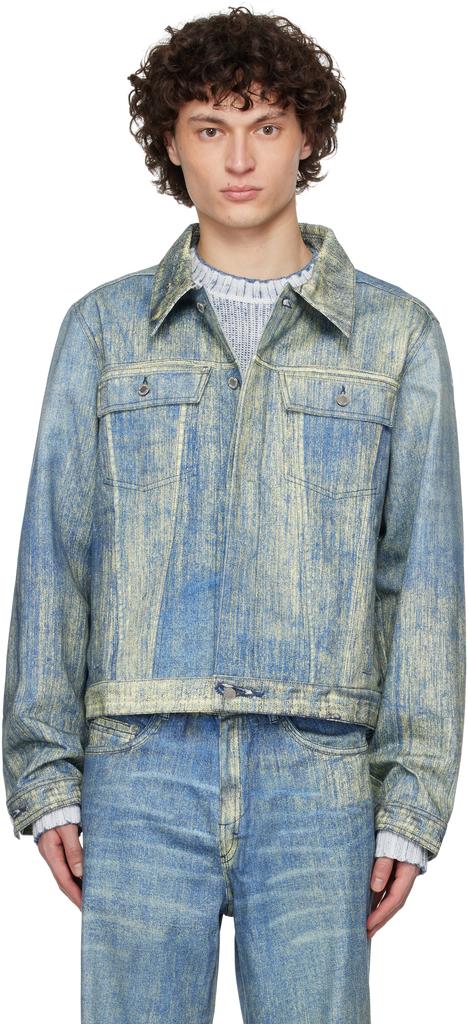 CAMPERLAB Blue Paint Print Denim Jacket