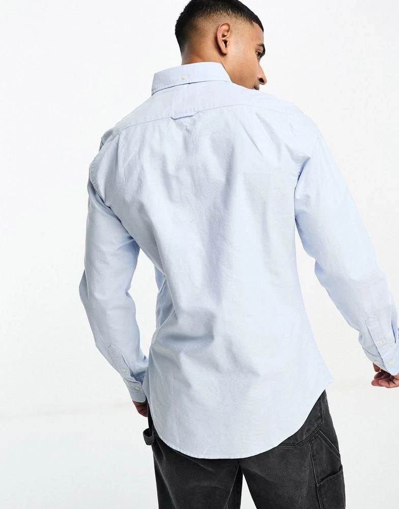 Gant GANT icon logo slim fit oxford shirt in light blue 4
