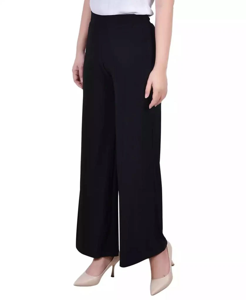 NY Collection Petite Short Mid Rise Pull On Wide-Leg Palazzo Pant 3