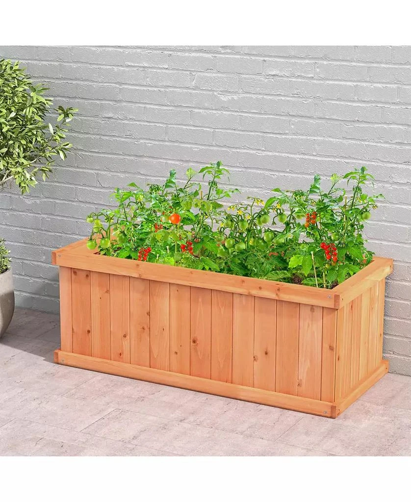 SUGIFT Raised Garden Bed Wooden Planter Box with 4 Drainage Holes and Detachable Bottom Panels-Orange 5