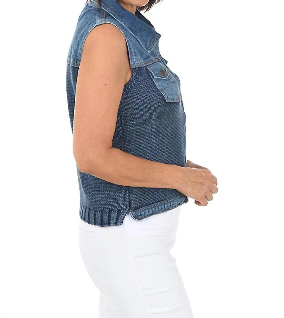 PBJ Blues Button-Front Denim Sweater Vest In Indigo 3