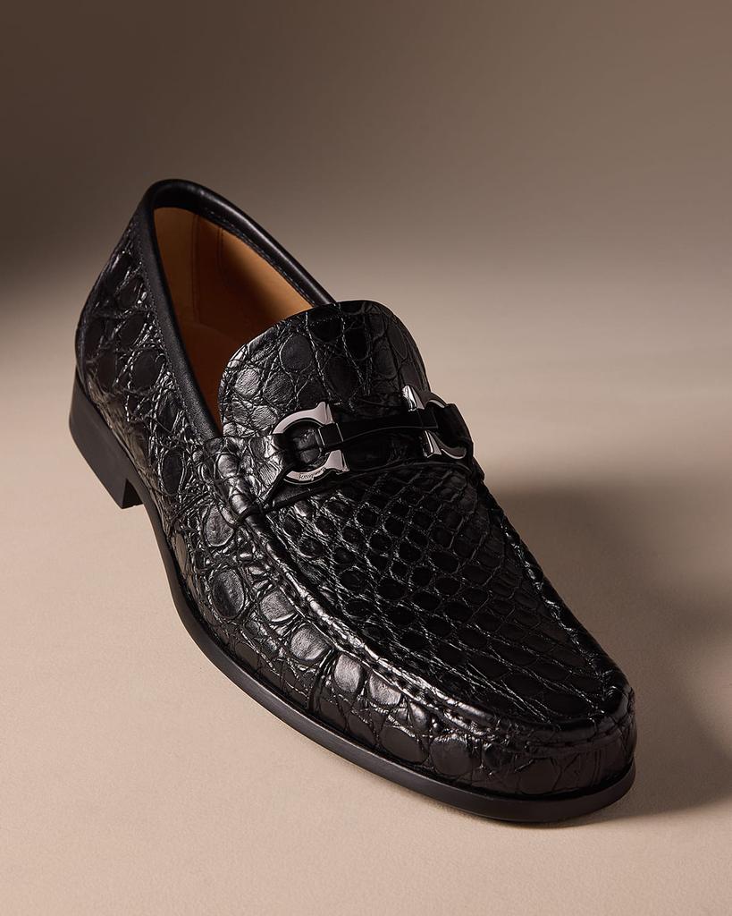 Ferragamo Men's Grandioso 3 Croc-Effect Bit Loafers