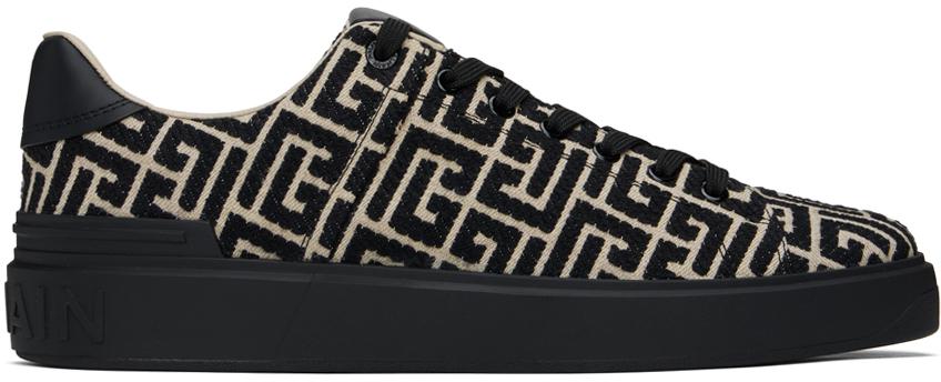 Balmain Black & Off-White B-Court Jacquard Monogram Sneakers