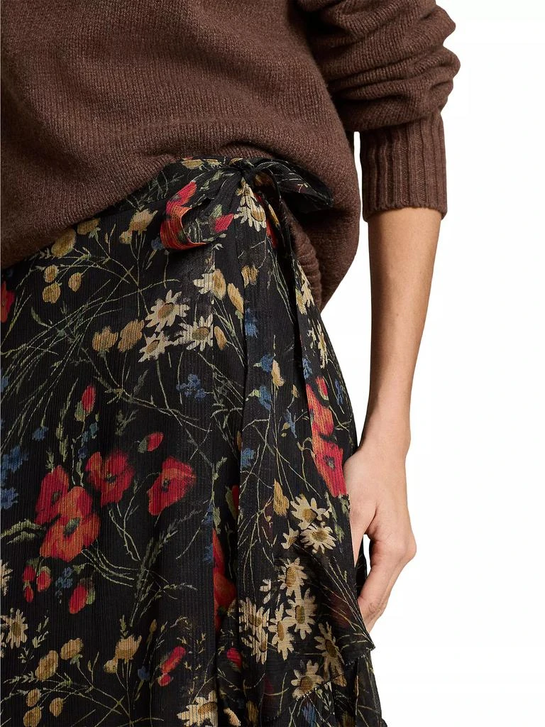 Ralph Lauren Floral Ruffle-Trim Georgette Wrap Skirt 5
