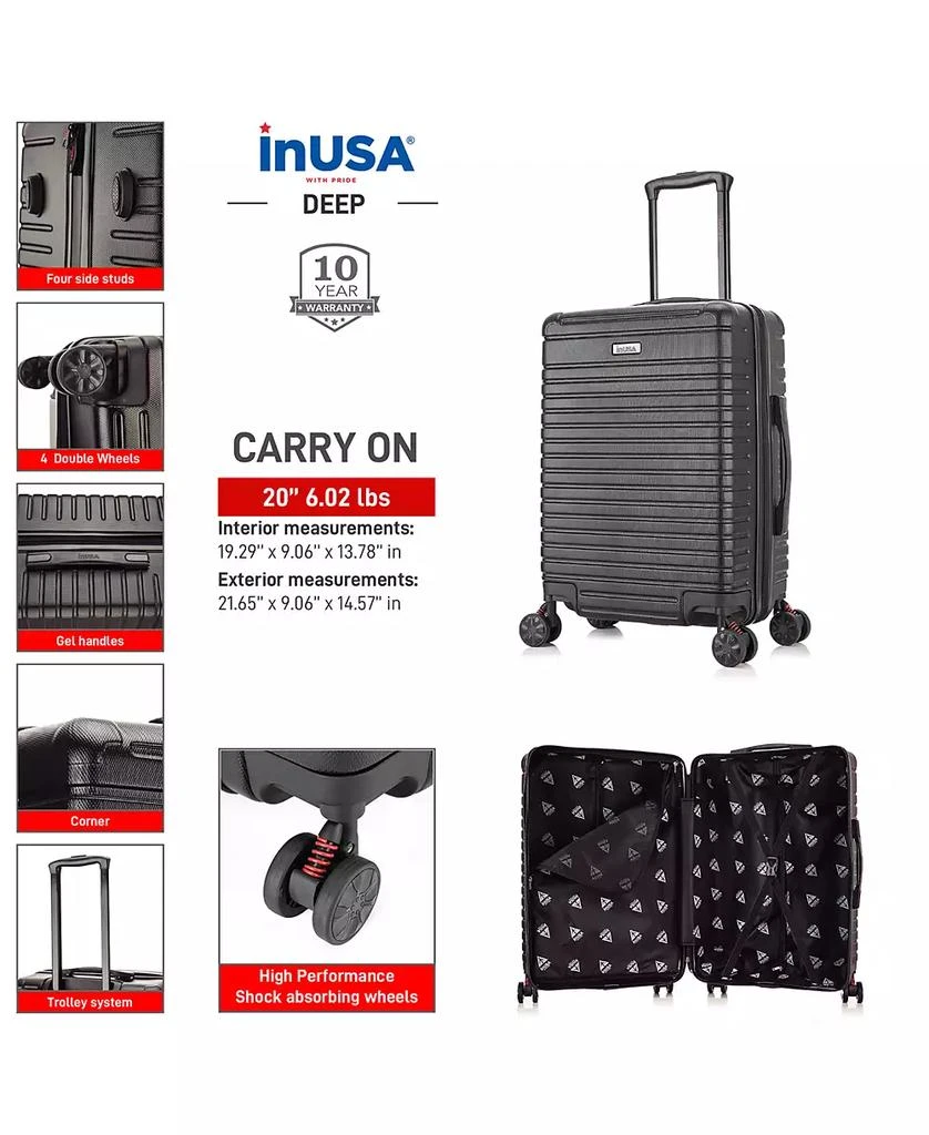 InUSA Deep Lightweight Hardside Spinner Luggage, 20" 2