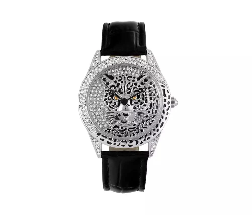 Peugeot Women's Couture Silver Watch Leopard Dial Swarovski Crystal 1