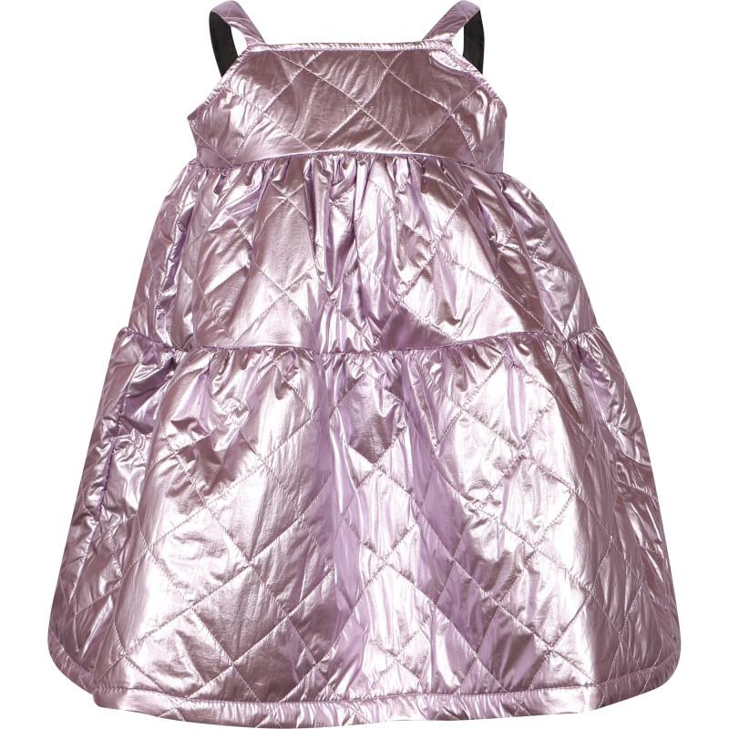 Little Man Happy Metallic quilted sleeveless dress in lavender