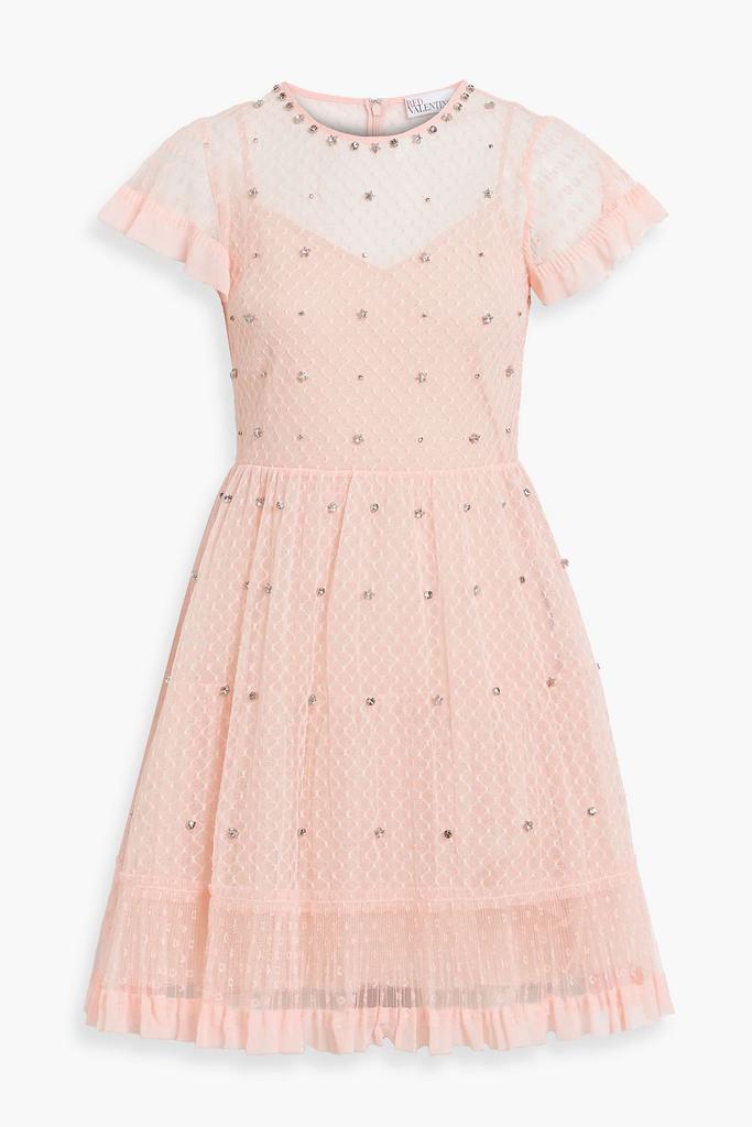 RED Valentino Crystal-embellished point d'esprit mini dress
