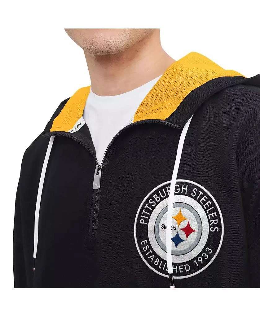 Tommy Hilfiger Men's Black Pittsburgh Steelers Aaron Quarter-Zip Hoodie 3