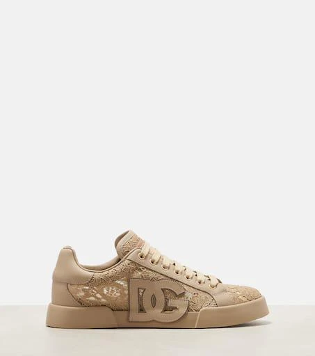Dolce 
Gabbana Portofino lace-trimmed leather sneakers 4