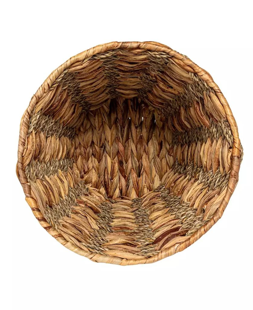 Household Essentials Water Hyacinth and Seagrass Round Waste Basket, Natural 2