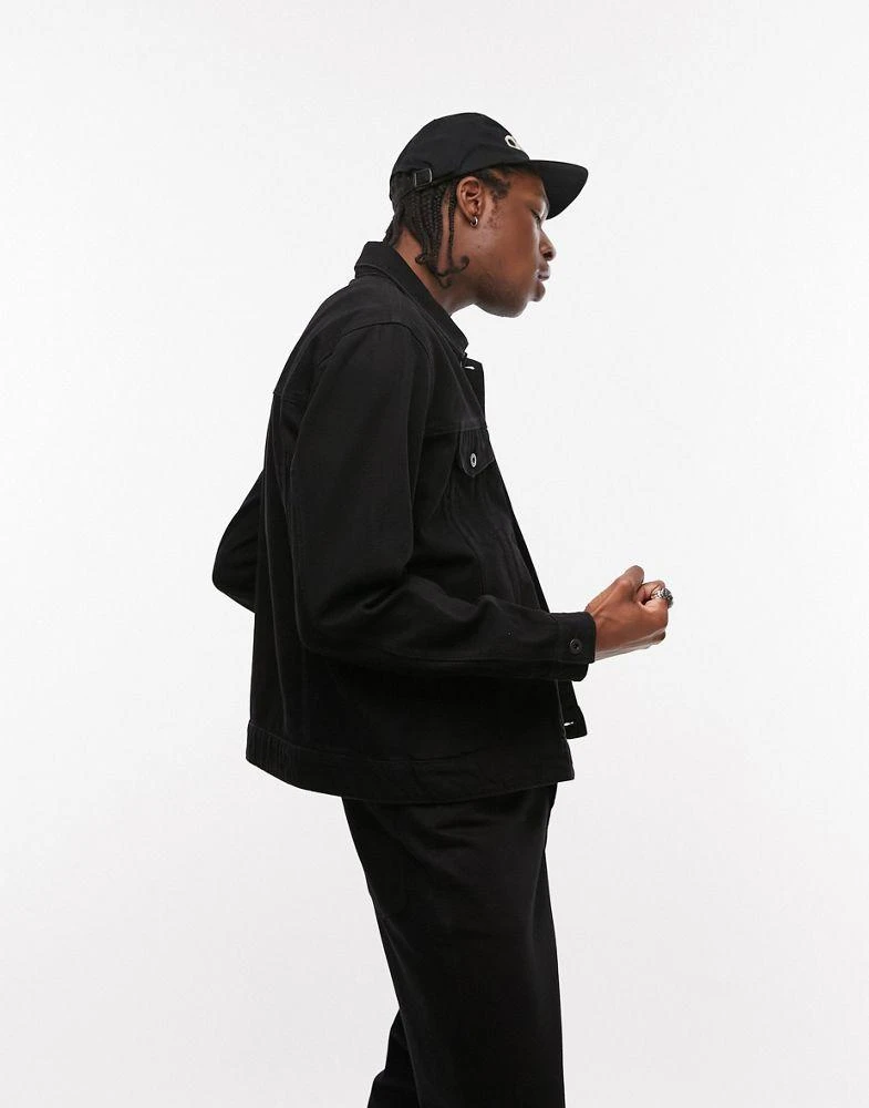 Topman Topman classic fit denim western jacket in black 2