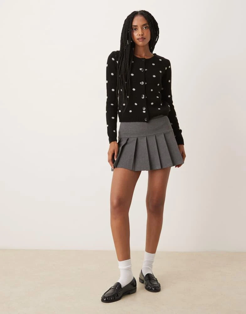 ASOS ASOS DESIGN neat fit cardigan in polka dot in mono 2