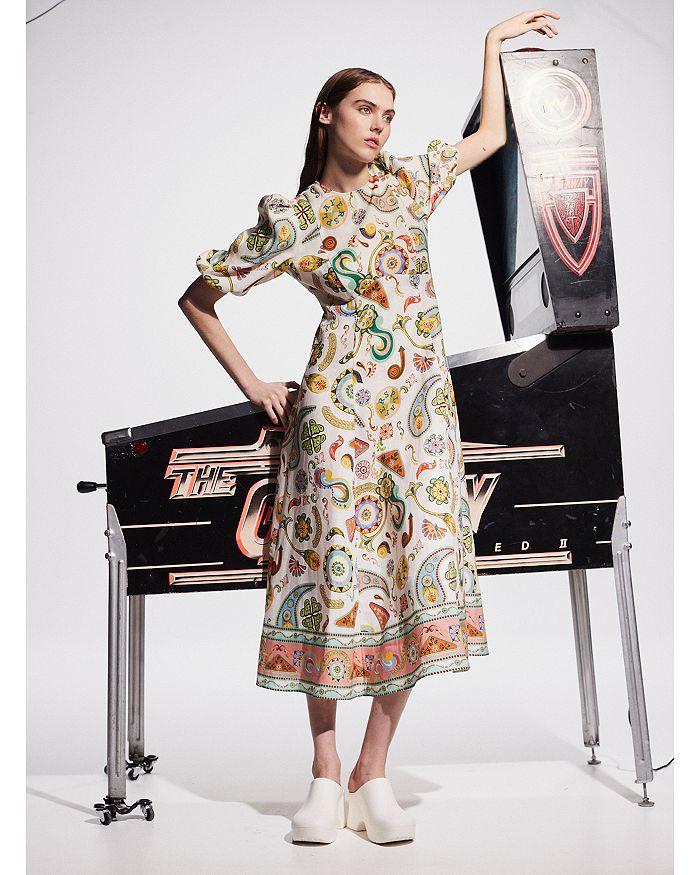 Alémais Arcade Printed Linen Midi Dress